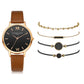 Watch Set Women 5pcs Woman Quartz Wristwatch Leather
