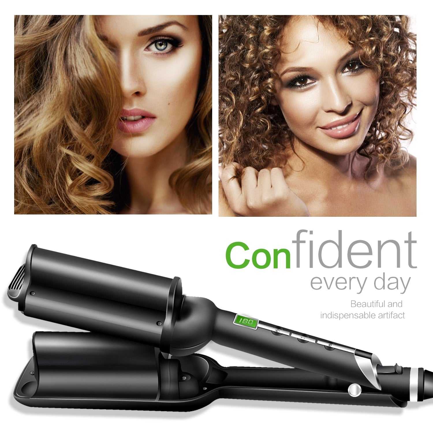 Deep Wave 32MM Hair Curling Irons Three-tube Curler Pro Hair Curling Iron For Salon &amp; Home Ceramic Curling Wand Curl Bar