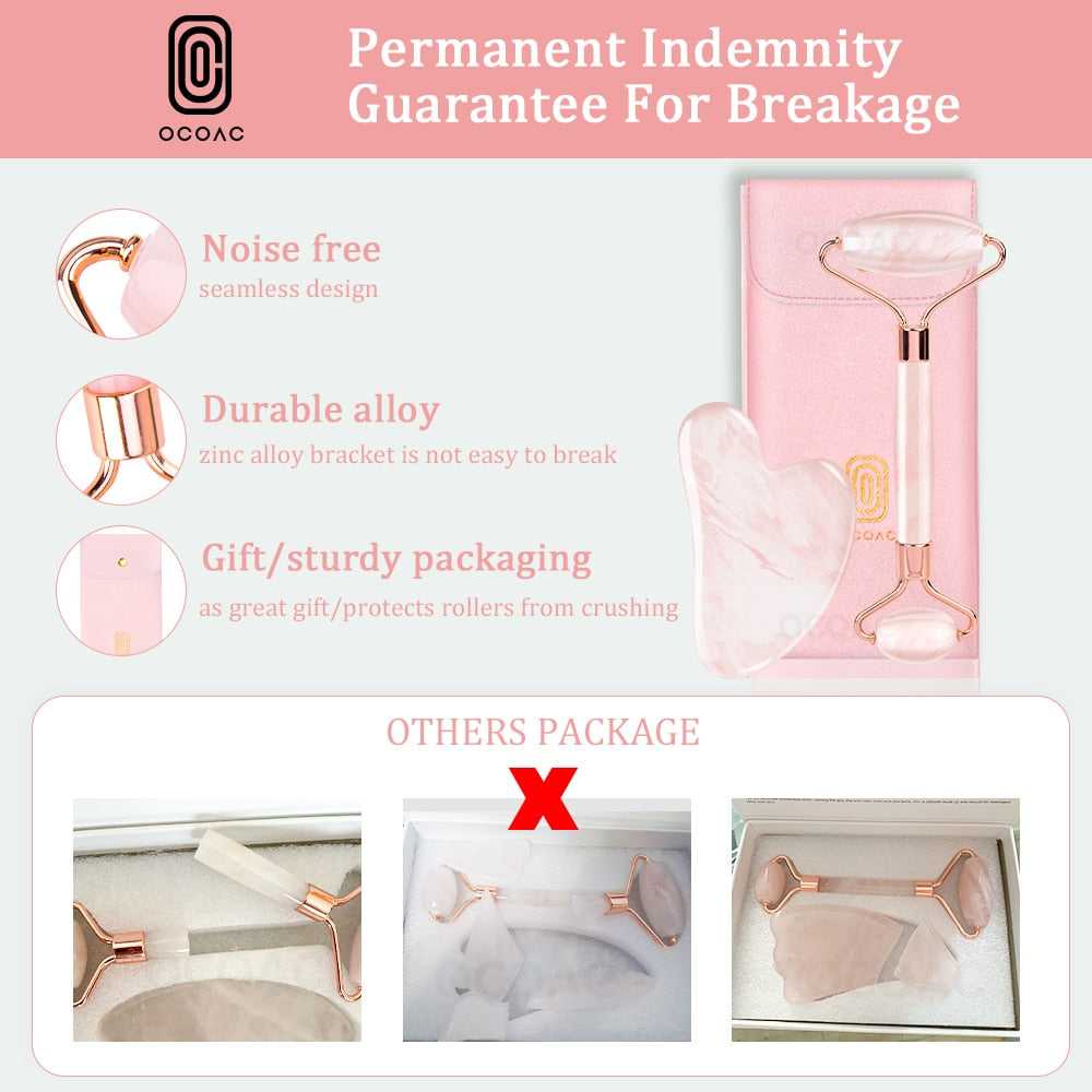 2/1pcs Gua Sha Massager for Face Rose Quartz Jade Roller Beauty