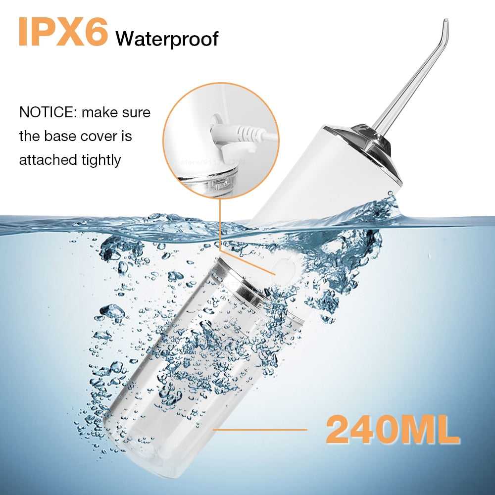 Oral Irrigator USB Rechargeable 3 Modes Dental Water 6 Jets 240ml Portable Water Thread For Teeth Stone Removal