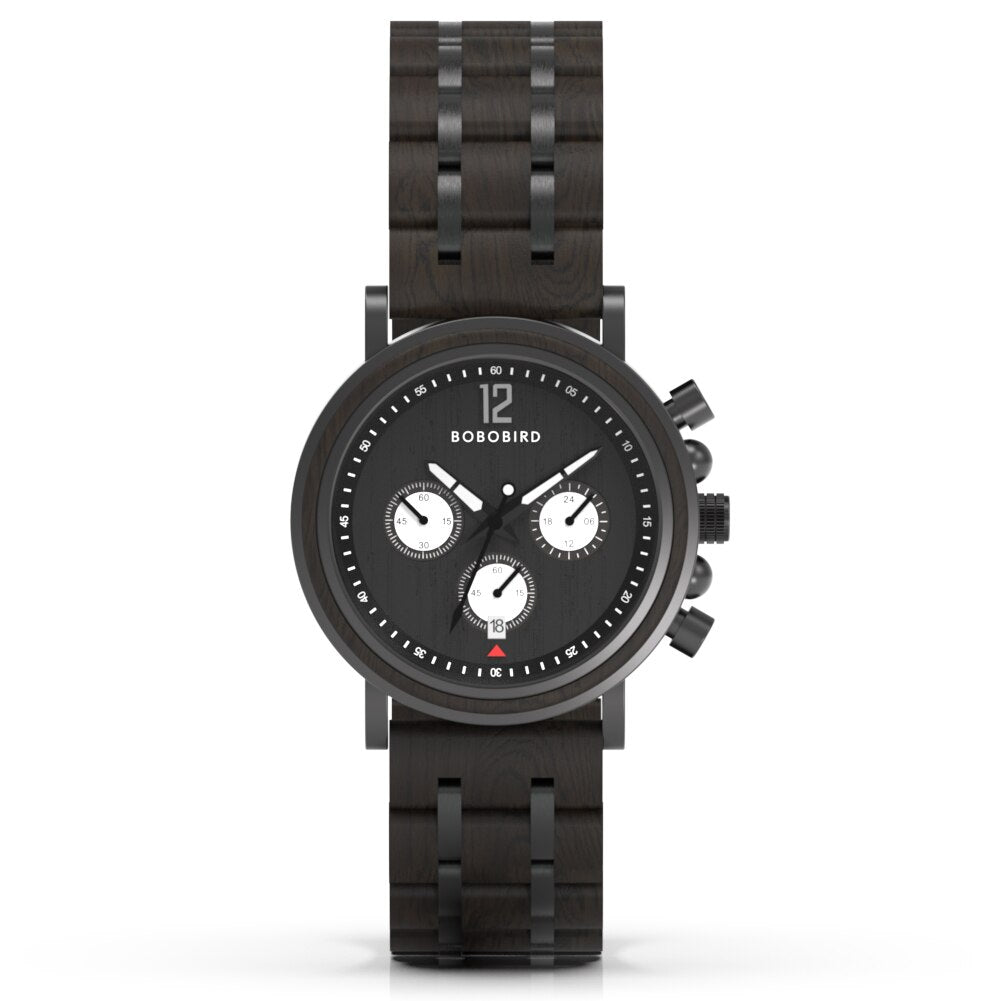 Wood Watch Men Chronograph Military