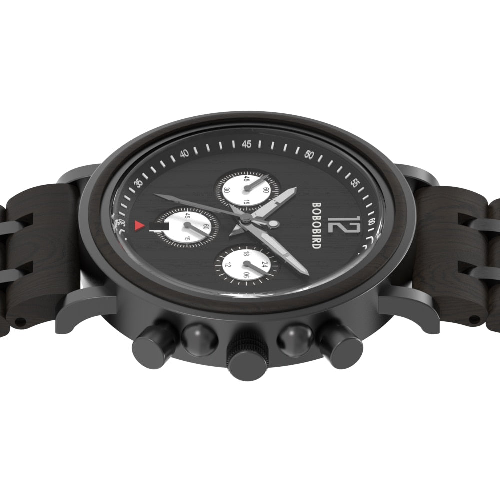 Wood Watch Men Chronograph Military