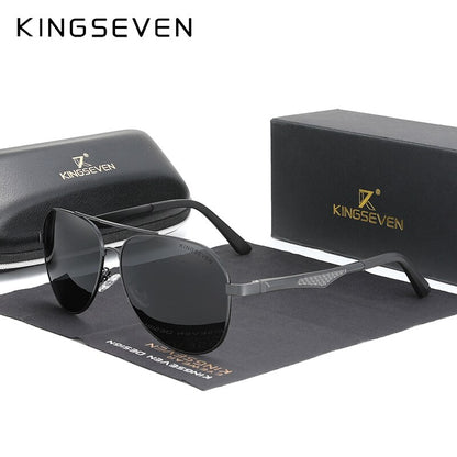 KINGSEVEN 2021 Driving Men&#39;s Polarized Sunglasses Aluminum Temples Pilot Sun Glasses For Men UV400 Anti-Glare Retro Eyewear