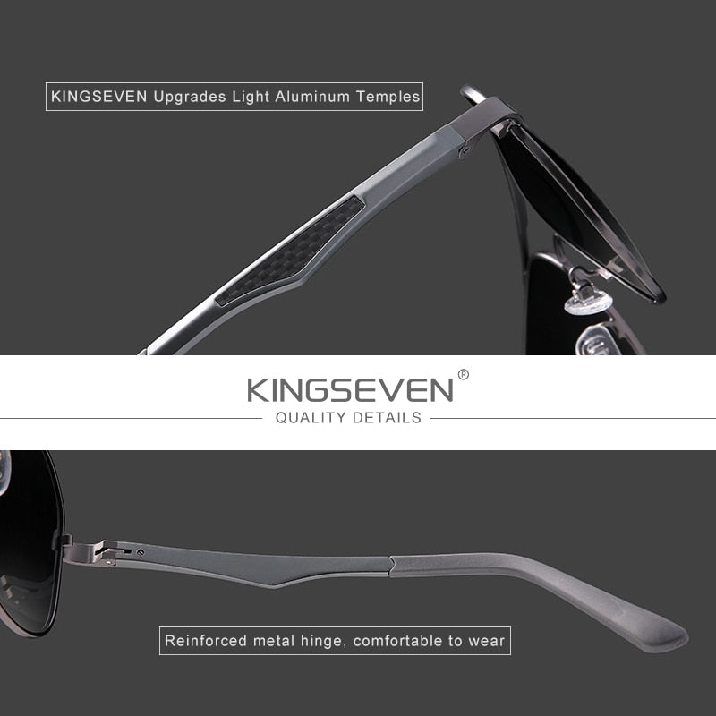 KINGSEVEN 2021 Driving Men&#39;s Polarized Sunglasses Aluminum Temples Pilot Sun Glasses For Men UV400 Anti-Glare Retro Eyewear