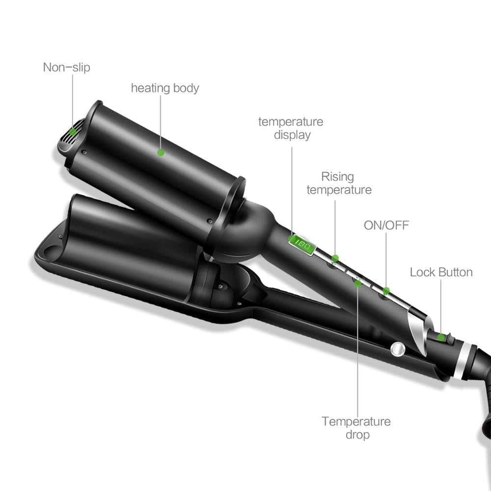 Deep Wave 32MM Hair Curling Irons Three-tube Curler Pro Hair Curling Iron For Salon &amp; Home Ceramic Curling Wand Curl Bar