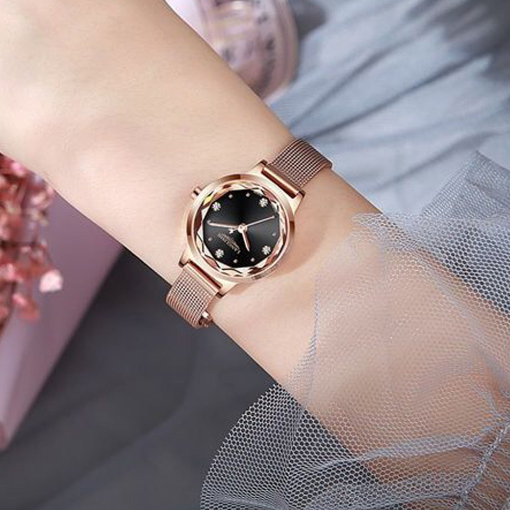 Japan Quartz Movement High Quality LANGLISHI Women Stainless Steel Mesh