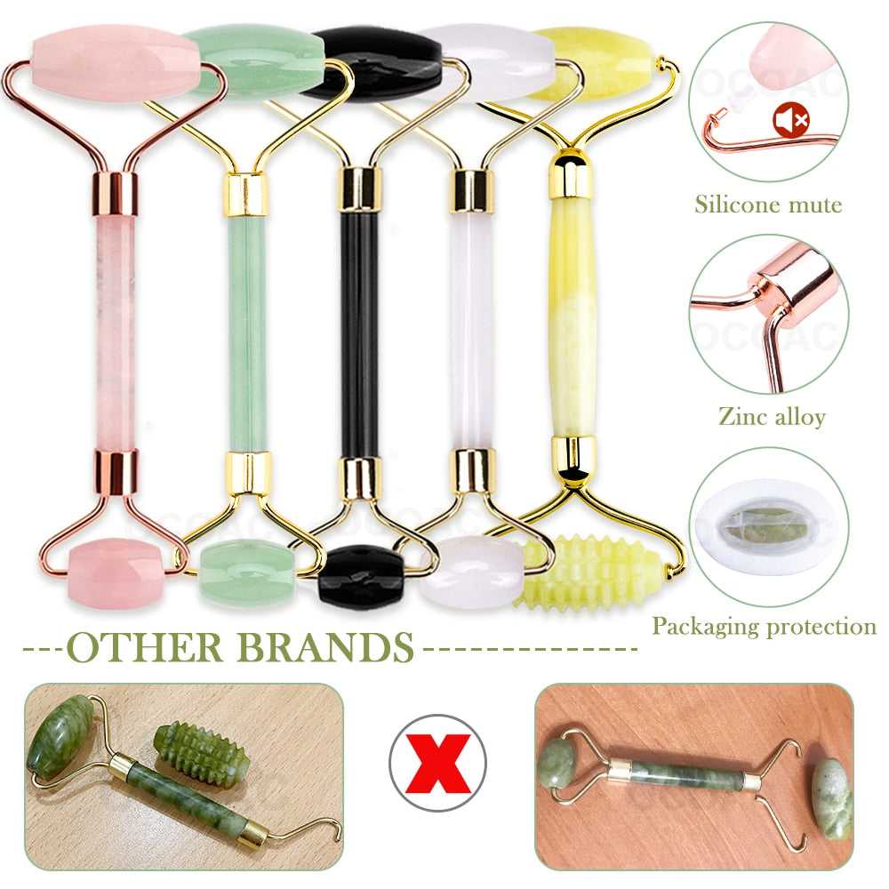 Massager Jade Roller For Face Rose Quartz Facial Lifting Massage Natural Stone Beauty Slimming Skin Care Tool