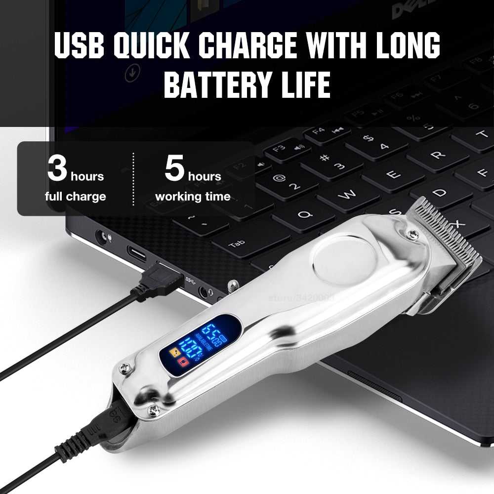 Barber Hair Clipper LCD Display For Men Professional Hair Cutting Machine
