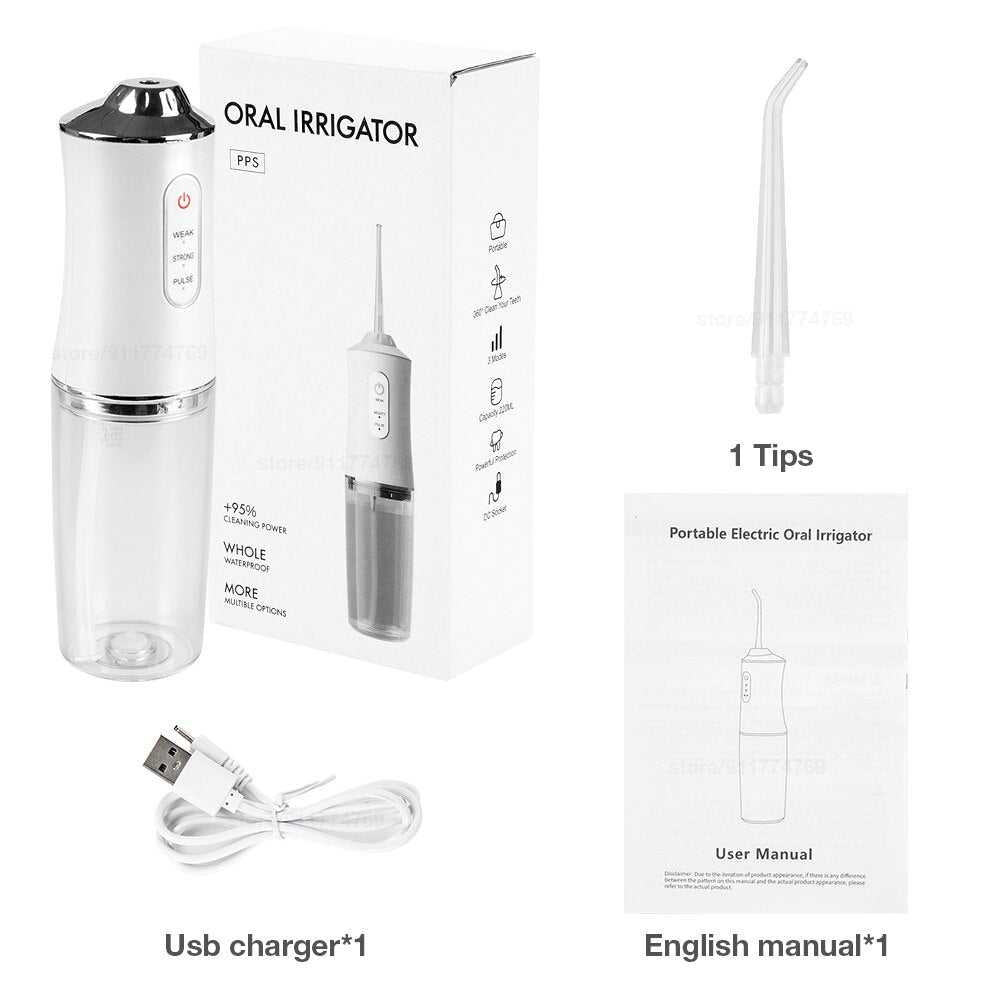 Oral Irrigator USB Rechargeable 3 Modes Dental Water 6 Jets 240ml Portable Water Thread For Teeth Stone Removal