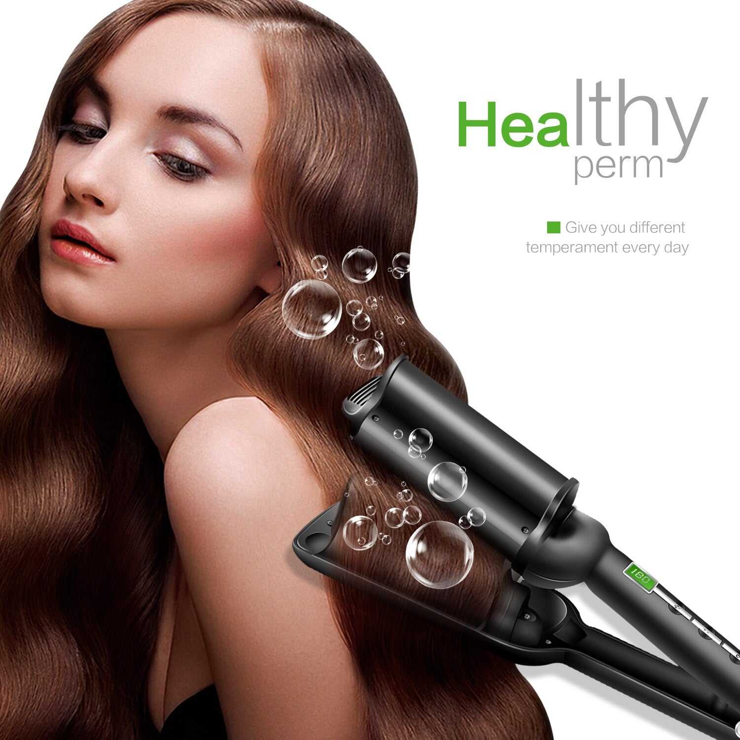Deep Wave 32MM Hair Curling Irons Three-tube Curler Pro Hair Curling Iron For Salon &amp; Home Ceramic Curling Wand Curl Bar