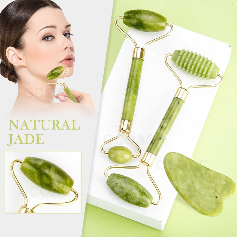 2pcs Jade Roller  Massager Face Slimmig Rollers Lift Anti Wrinkle Facial Beauty Skin