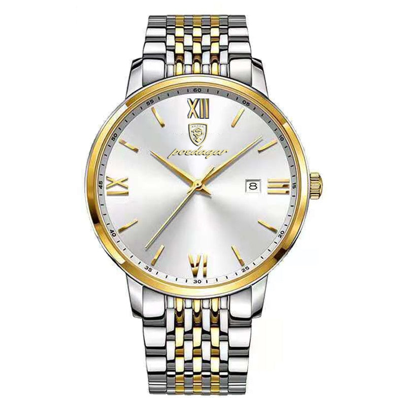 Men watch stainless steel top quailty luxury push button