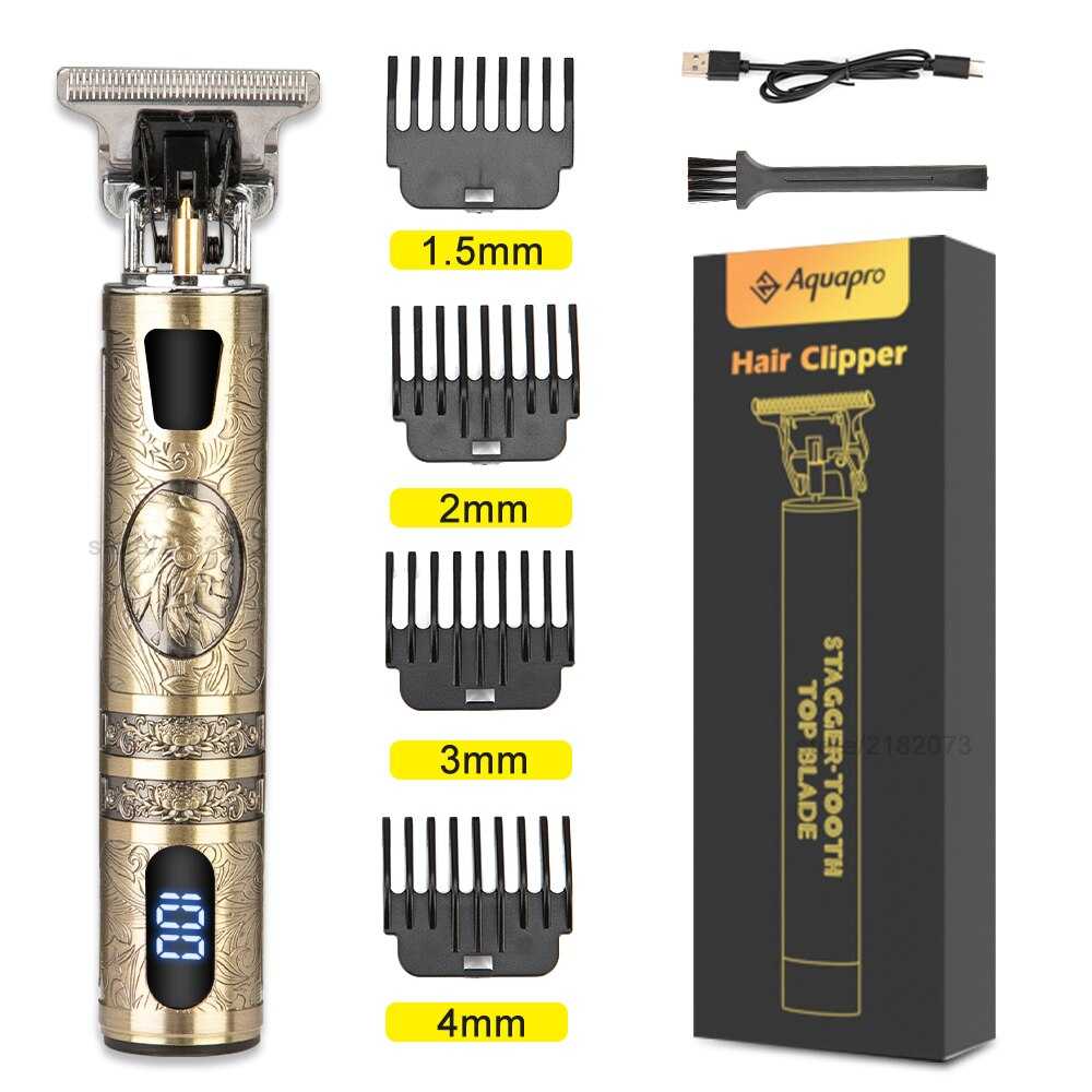 Electric Professional Hair Clipper Skeleton T9 LCD Rechargeable