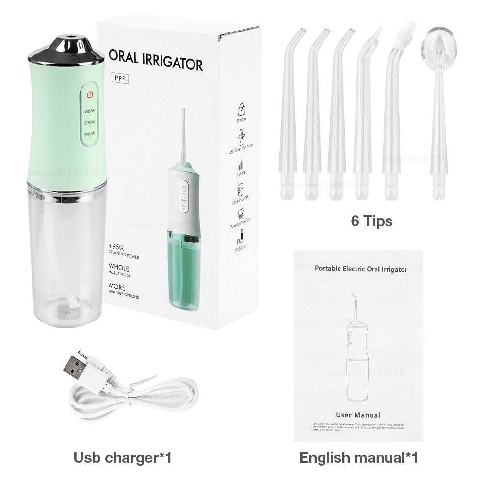 Oral Irrigator USB Rechargeable 3 Modes Dental Water 6 Jets 240ml Portable Water Thread For Teeth Stone Removal