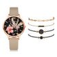 Watch Set Women 5pcs Woman Quartz Wristwatch Leather