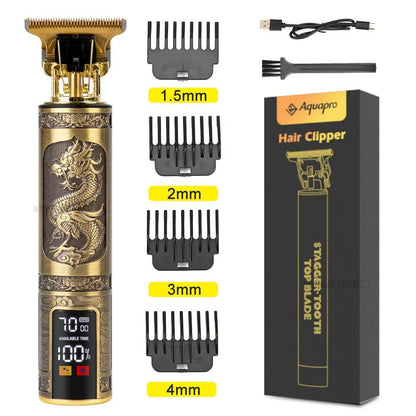 LCD Hair Clippers Professional Hair Cutting Machine Beard Trimmer For Men Barber Shop Electric Shaver Vintage T9 Hair Cutter