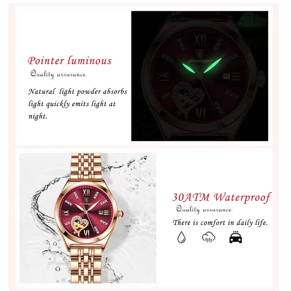 Women watches fashion rose gold stainless stain steel ladies watch