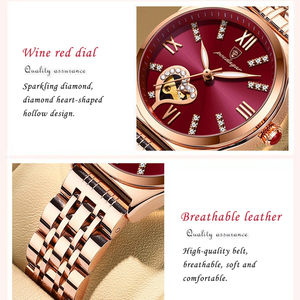 Women watches fashion rose gold stainless stain steel ladies watch