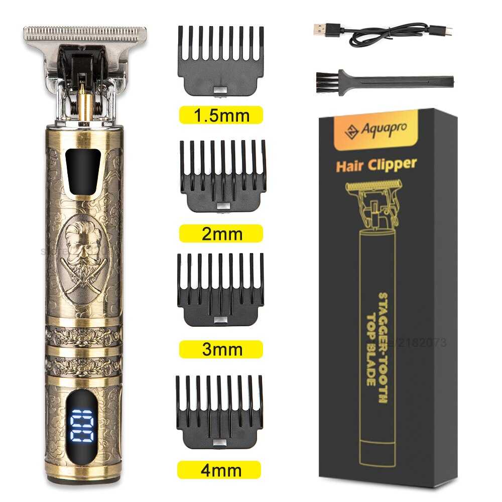 Electric Professional Hair Clipper Skeleton T9 LCD Rechargeable