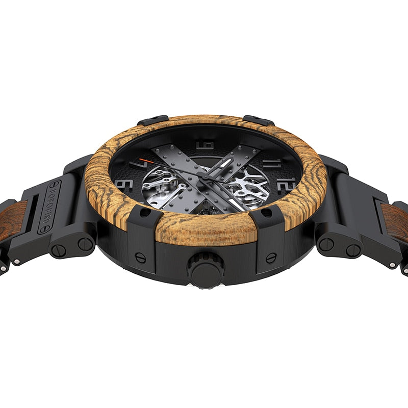 Men Watch Wooden Luxury Skeleton Automatic