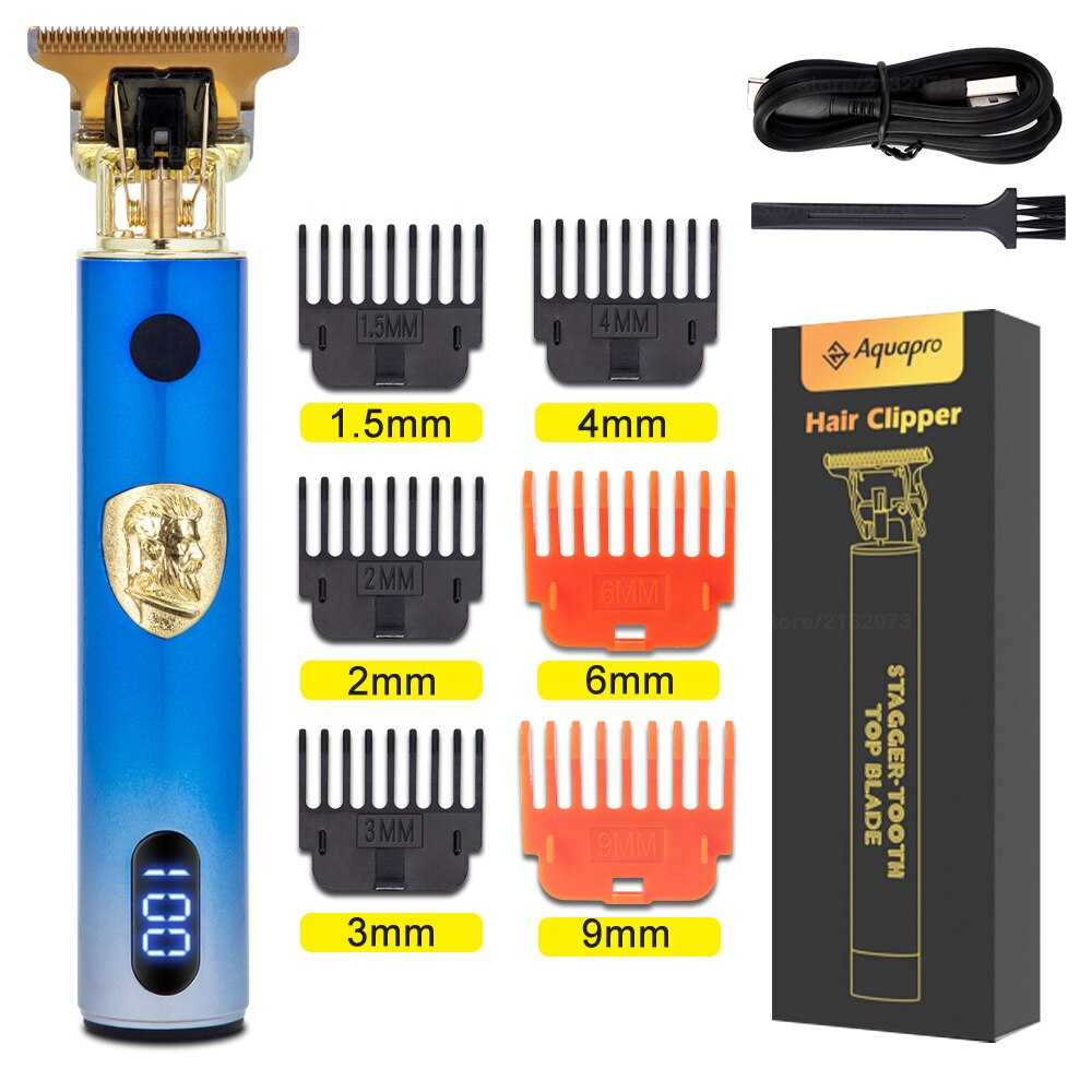 Electric Professional Hair Clipper Skeleton T9 LCD Rechargeable