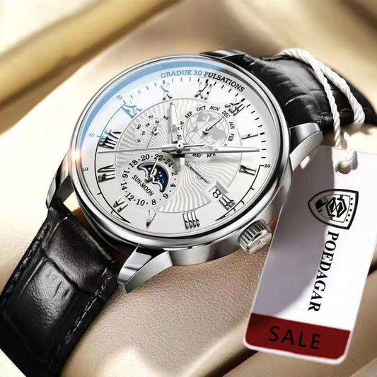 Men Watch 2022 New Fashion Leather Waterproof Luminous