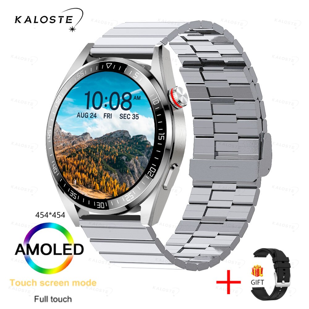New AMOLED Screen Smart Watch Men Bluetooth Call 8G