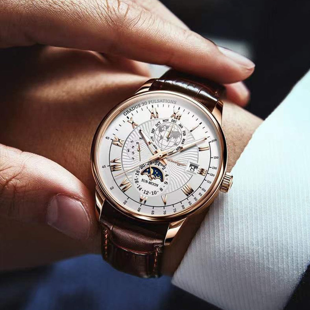 Men Watch 2022 New Fashion Leather Waterproof Luminous