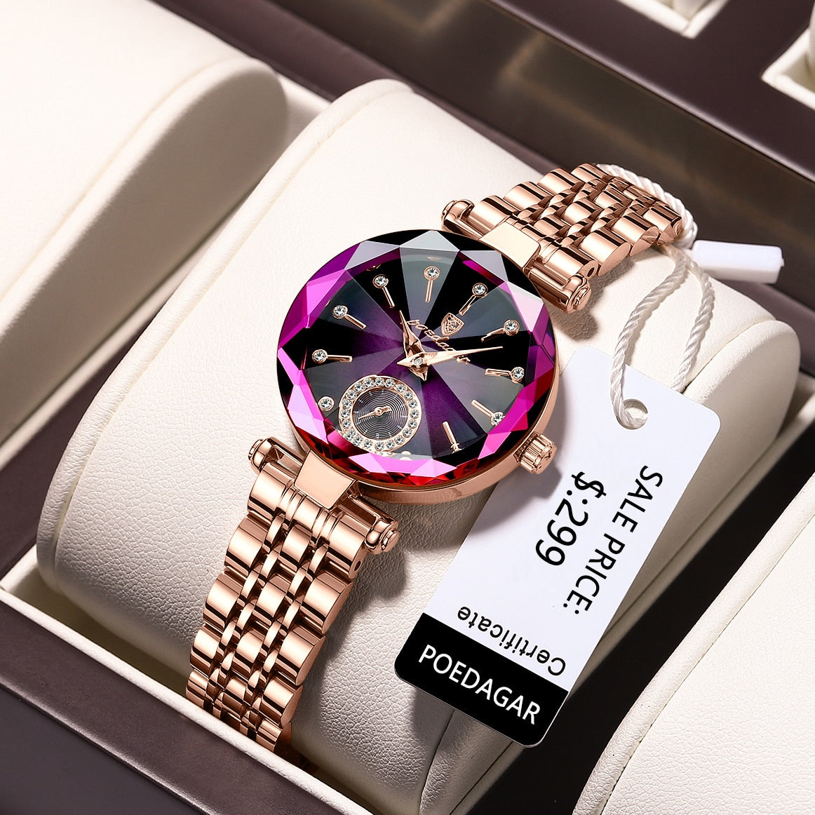 Watch for Women Luxury Jewelry Design Rose Gold Steel