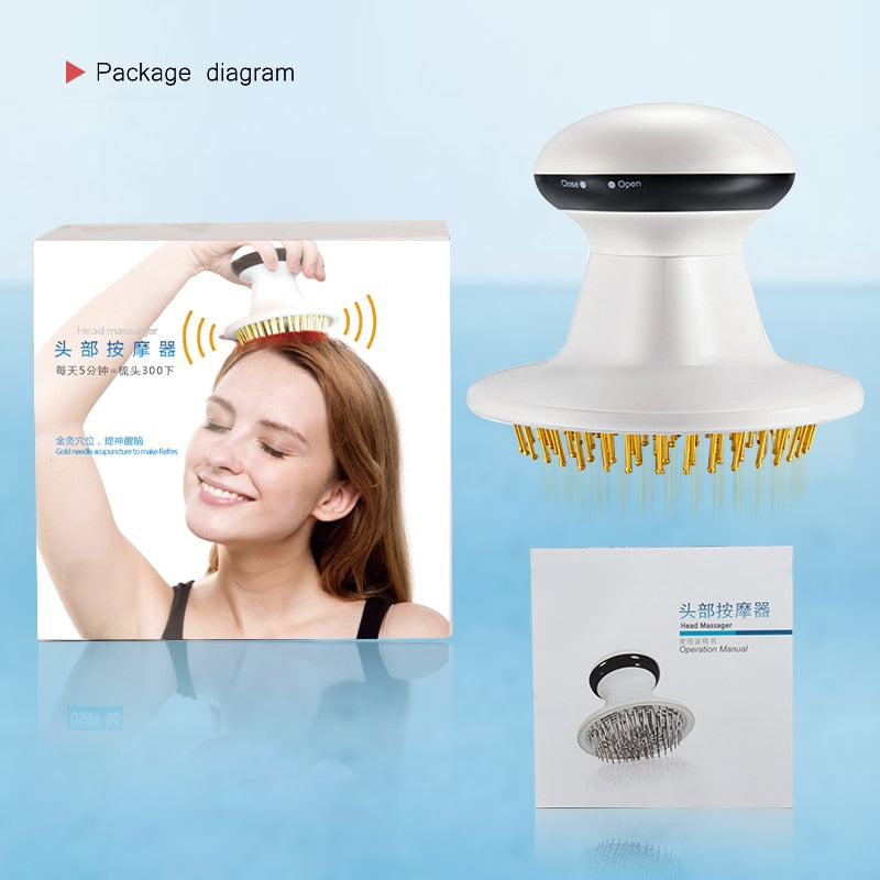 Electric Head Massager Vibrating Comb Hair Scalp - TEXVIN