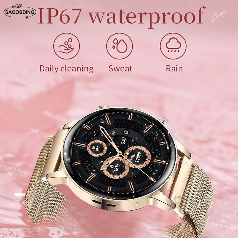 2022 New Smart Watch Women AMOLED Screen Smartwatch Bluetooth Call