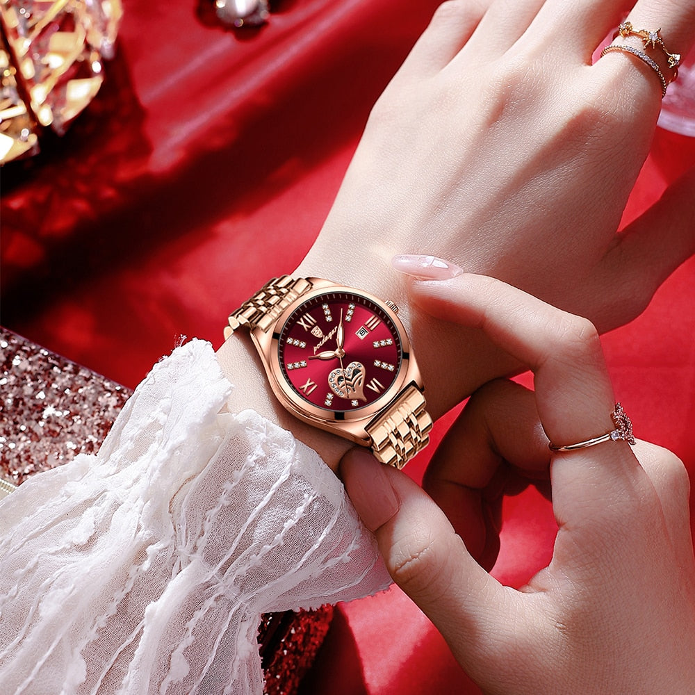 Women watches fashion rose gold stainless stain steel ladies watch