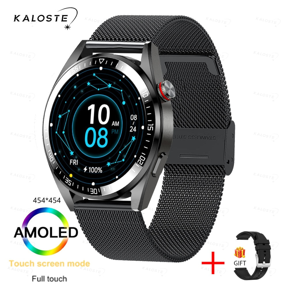 New AMOLED Screen Smart Watch Men Bluetooth Call 8G