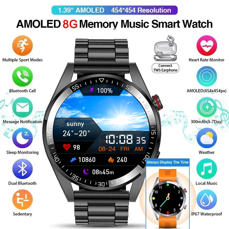 Smart Watch 454*454 HD Bluetooth Call Watch 8G Memory