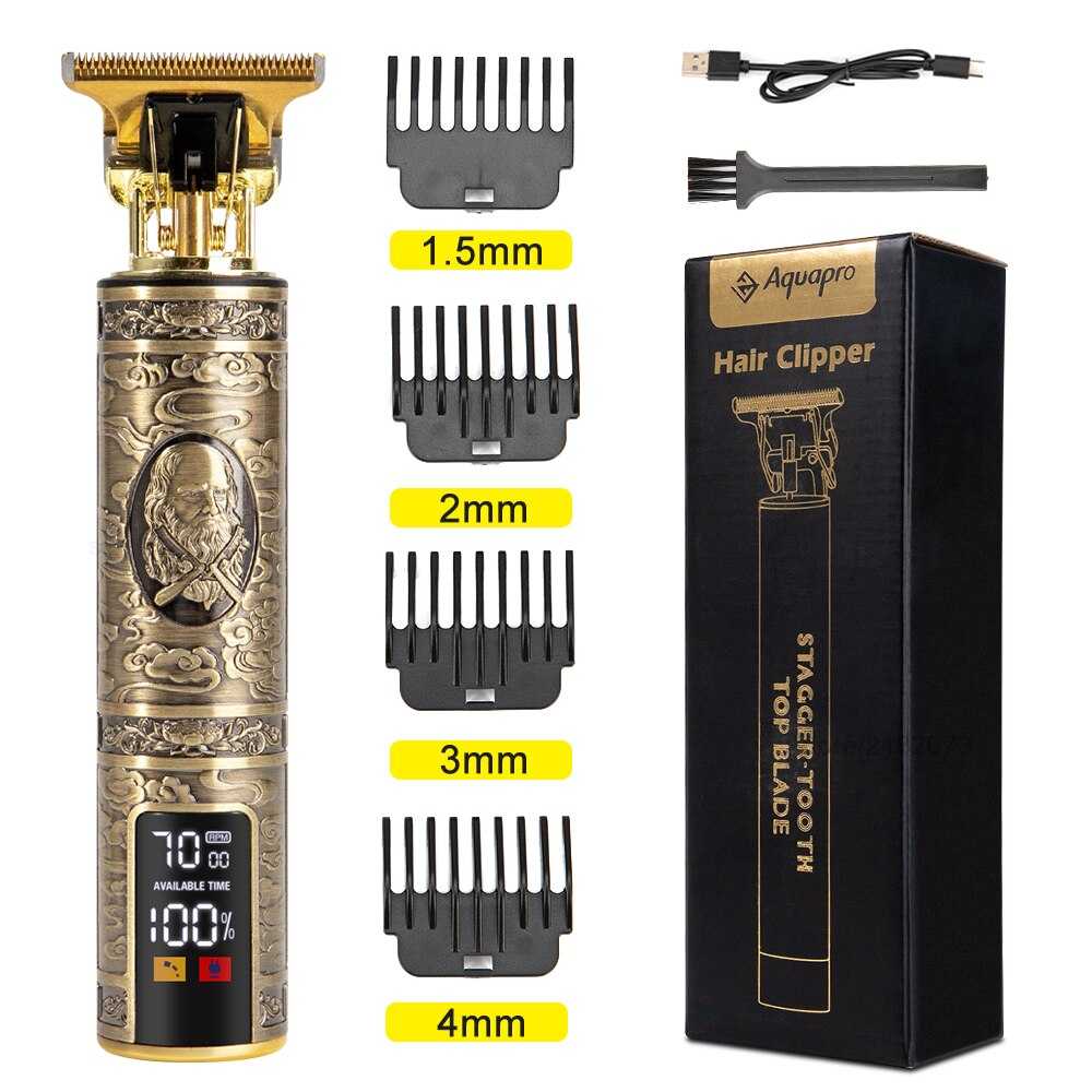 LCD Hair Clippers Professional Hair Cutting Machine Beard Trimmer For Men Barber Shop Electric Shaver Vintage T9 Hair Cutter