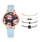 Watch Set Women 5pcs Woman Quartz Wristwatch Leather