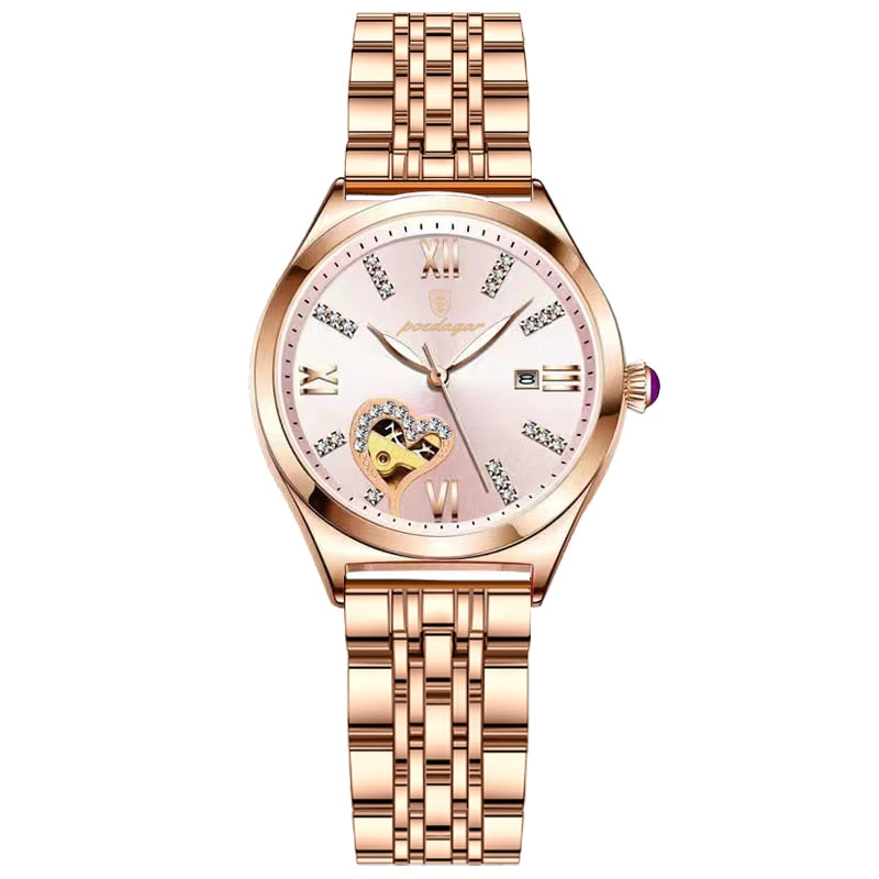Women watches fashion rose gold stainless stain steel ladies watch
