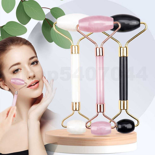 Jade Roller Massager for Face Rose Quartz Natural Real Stone Guasha Scraper Beauty Health Skin Scraping Facial Lifting Tool