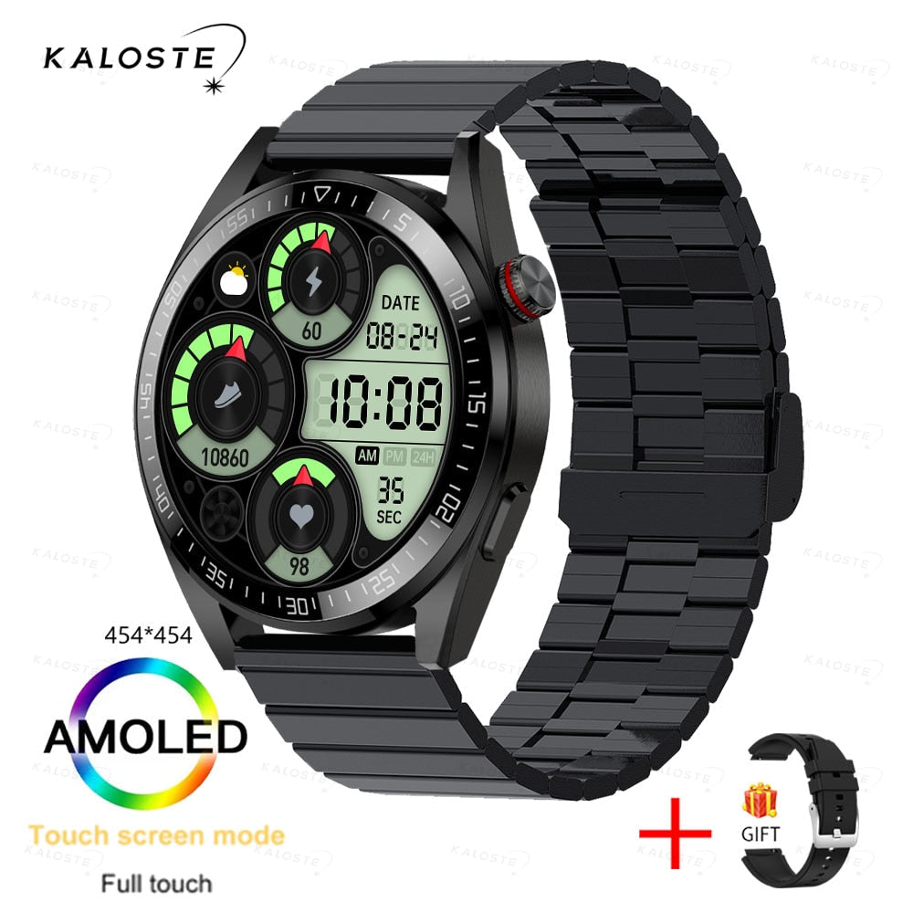 New AMOLED Screen Smart Watch Men Bluetooth Call 8G
