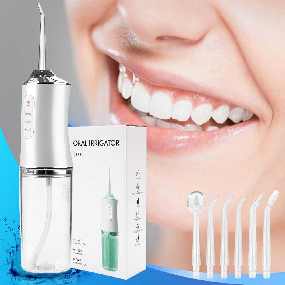 Oral Irrigator USB Rechargeable 3 Modes Dental Water 6 Jets 240ml Portable Water Thread For Teeth Stone Removal