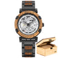 Luxury Men Watch Wooden 45mm Skeleton Automatic
