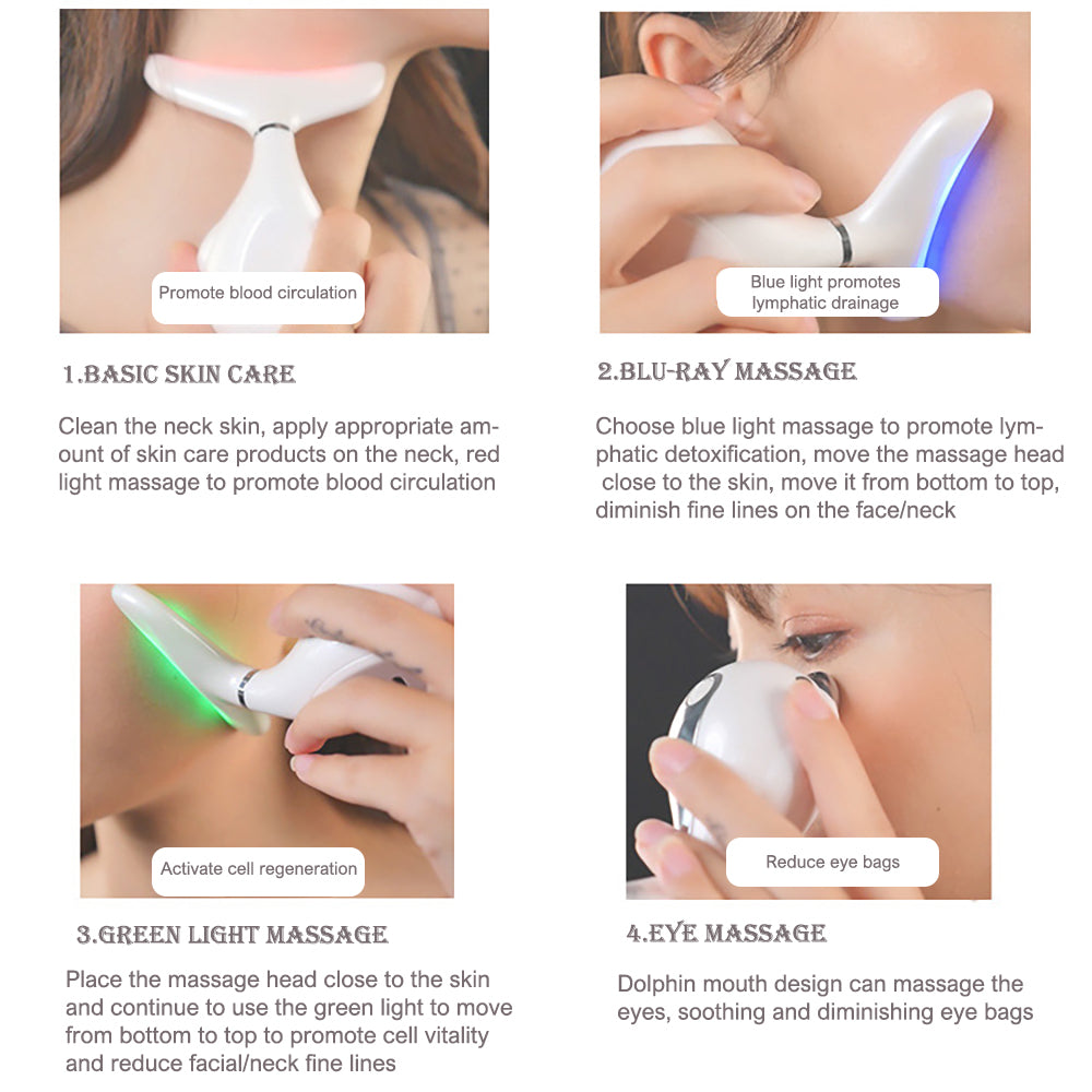 Skin care LED photon anti-wrinkle therapy Vibration Massage Neck Massager
