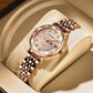 Swiss Brand Poedgagar Women Watch Stainless Steel Mesh Rose Gold