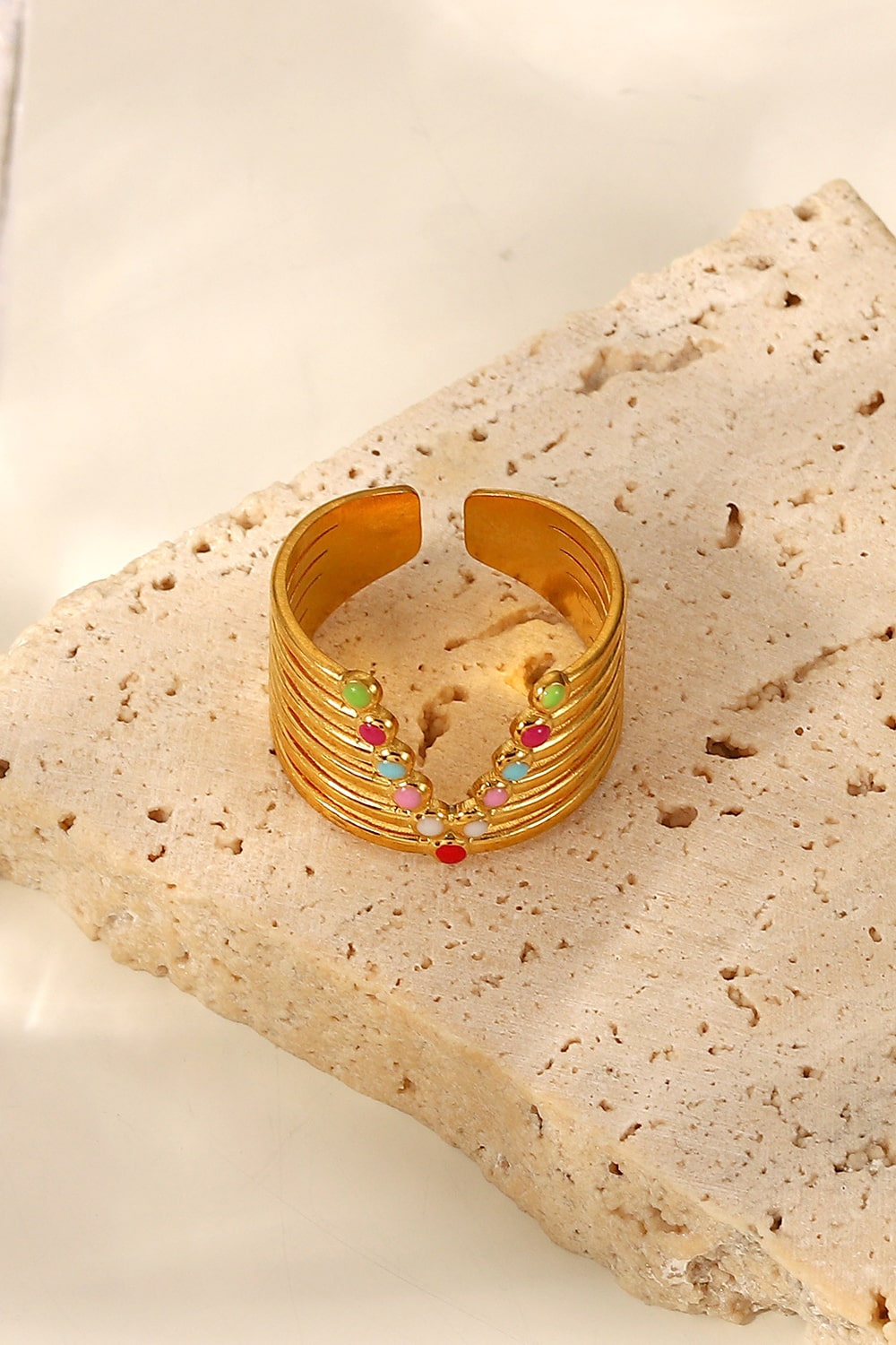 Candy Skies Decorative Enamel V-Shaped Open Ring - TEXVIN
