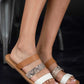 SODA Begin Anew Snakeskin Tri-Strap Sandals