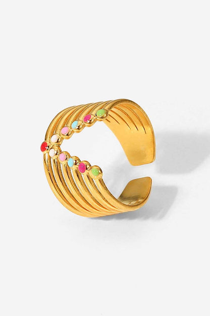 Candy Skies Decorative Enamel V-Shaped Open Ring - TEXVIN