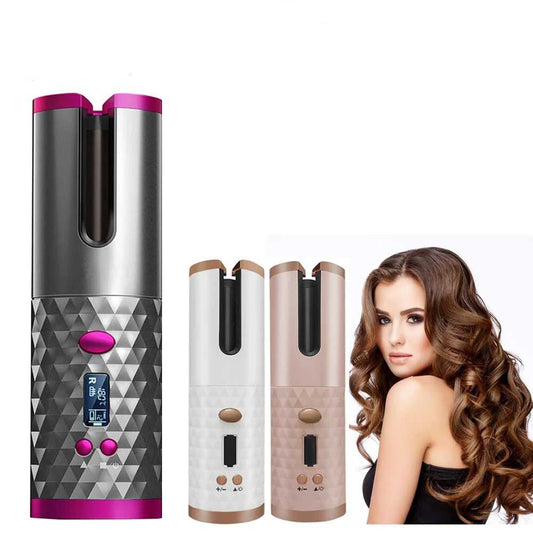 LCD Display Cordless Hair Curler Rollers Rotating