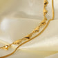 Double-Layered Heart and Snake Chain Necklace - TEXVIN